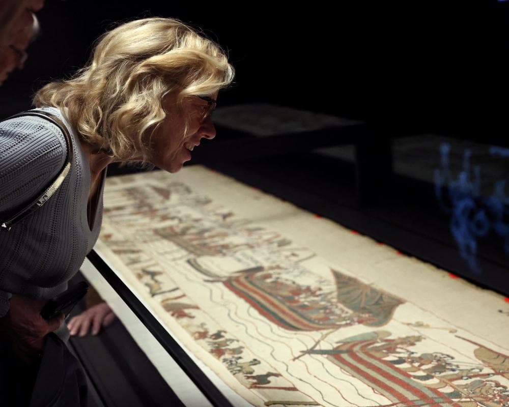 Francophiles, Norman outfits and broken threads: visitors see Bayeux tapestry in UK for first time
